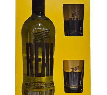 ESTUCHE ANTIOQUEÑO REAL AMARILLO x750ml 2 vasos